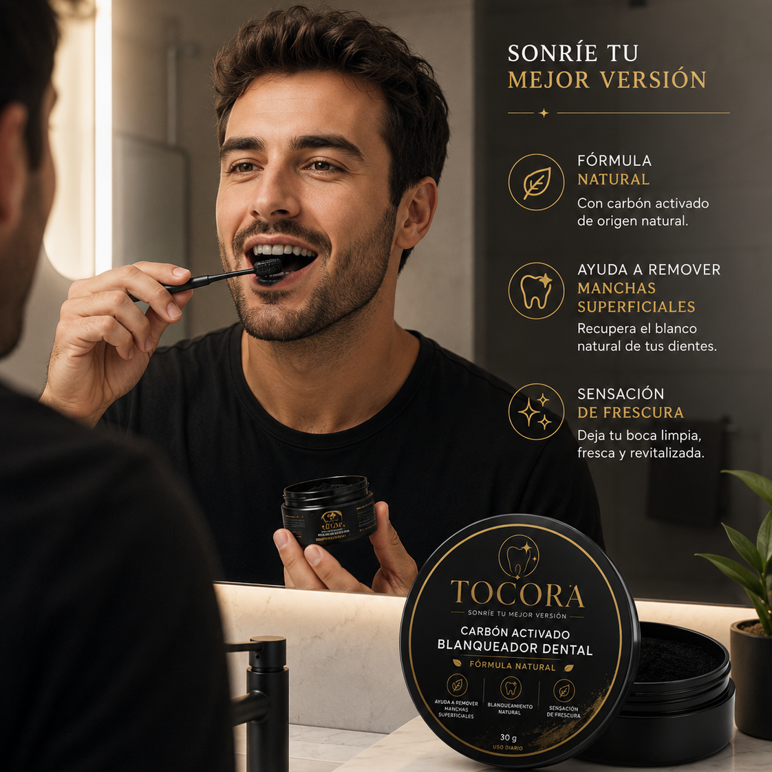 Polvo Blanqueador Dental con Carbón Activado