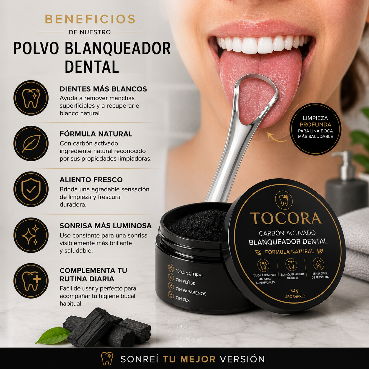 Raspador Lingual de Acero Inoxidable Tocora